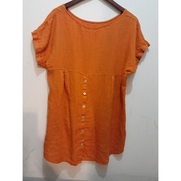 Terzo Millennio Womens Linen Quiet Luxury Beach Vacation Hi Lo Sz Large Top - Picture 2 of 7